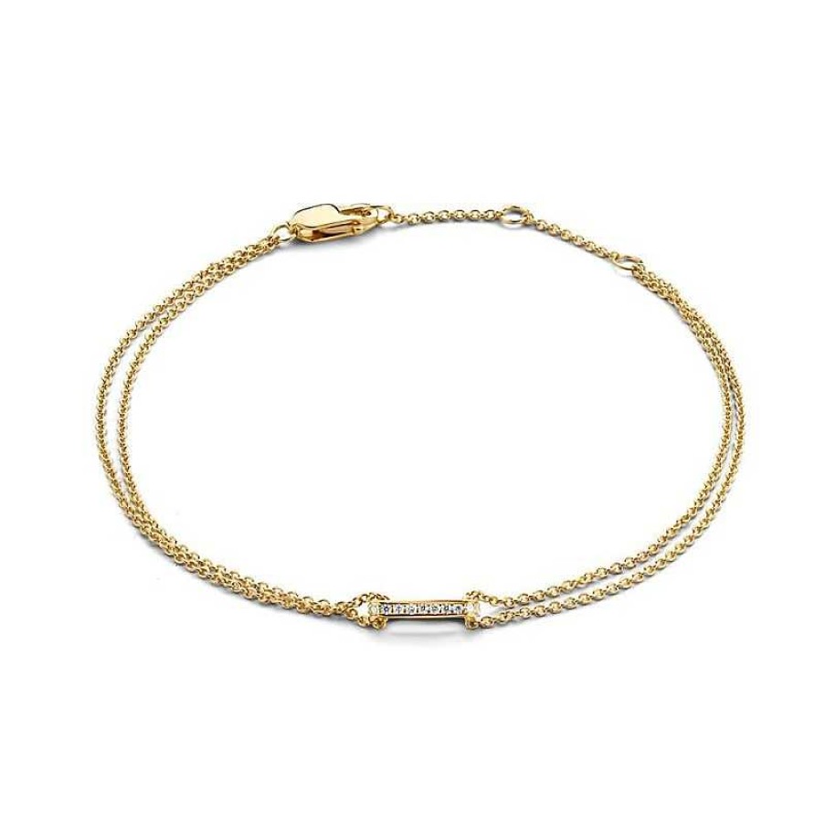 Armbanden Mostert Huiscollectie | Dubbele Gouden Armband Met Diamantrij