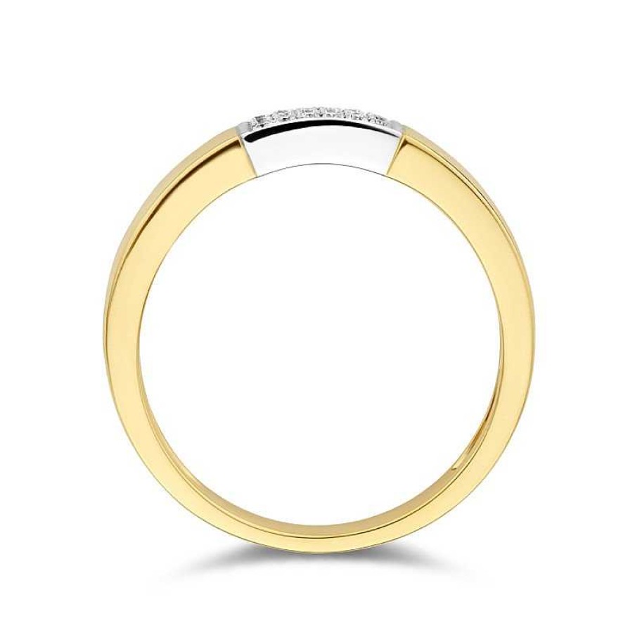 Ringen Mostert Huiscollectie | 14-Karaat Bicolor Ring Met Pav Gezette Diamanten 0.07 Crt