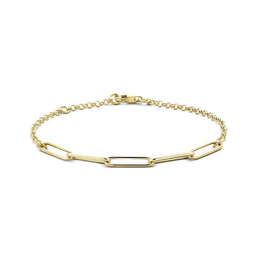 Armbanden Mostert Huiscollectie | Gouden Armband Met Paperclip En Jasseron Schakel - Lengte 17 -19 Cm