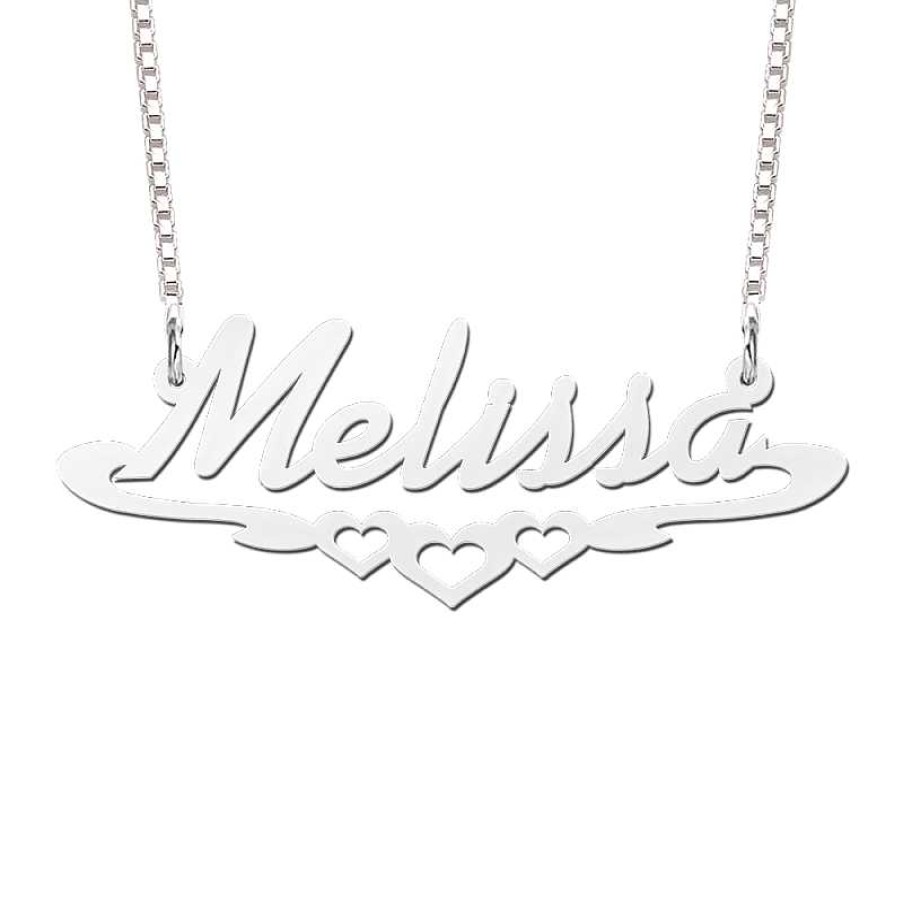 Kettingen Mostert Huiscollectie | Naamketting Zilver Met Voorbeeld Melissa