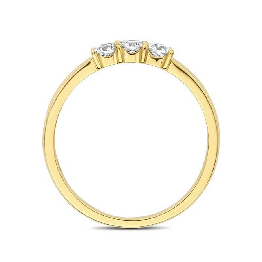 Ringen Mostert Huiscollectie | 14-Karaat Gouden Ring Met Drie Diamanten Naast Elkaar 3 Mm 0.30 Crt