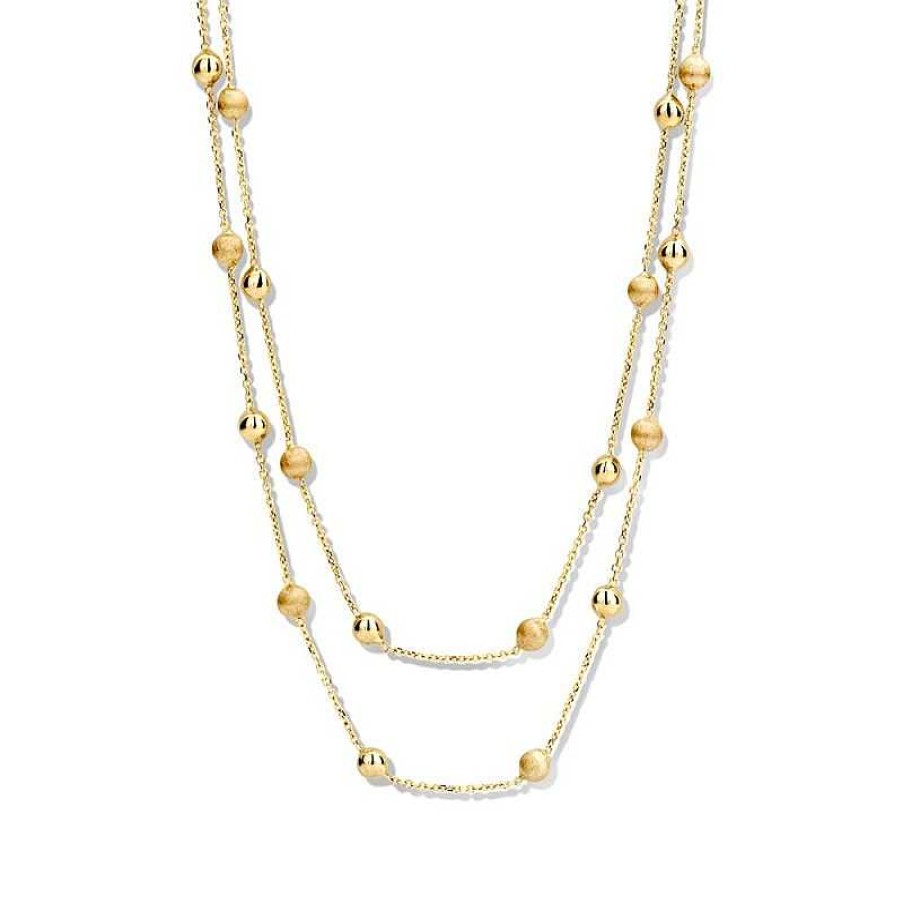 Kettingen Mostert Huiscollectie | Dubbele Gouden Ketting Met Bolletjes 43 Cm