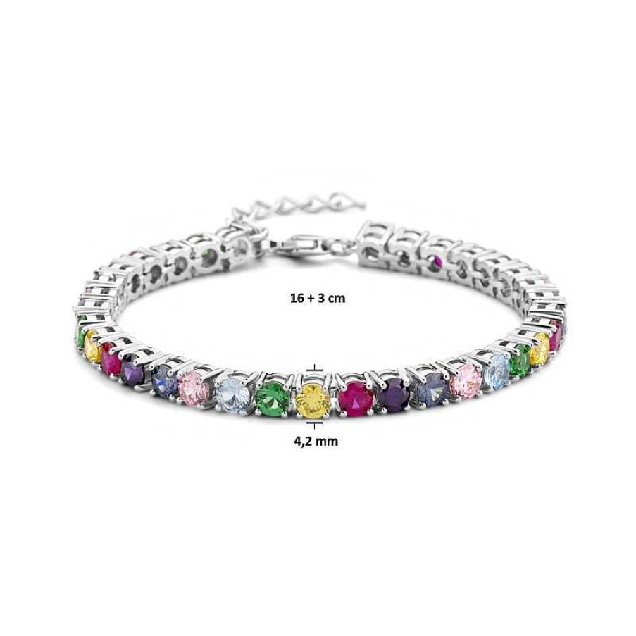 Armbanden Mostert Huiscollectie | Regenboog Tennisarmband Zirkonia 4.2 Mm - Lengte 16 + 3 Cm