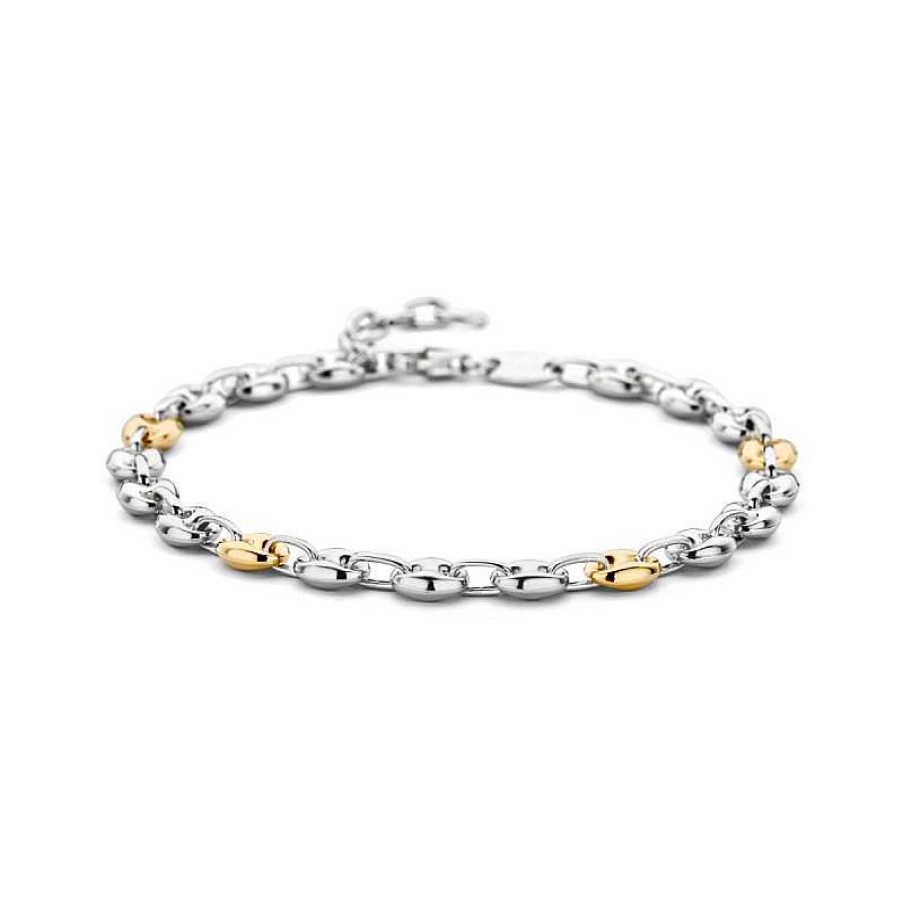 Armbanden Mostert Huiscollectie | Koffieboon Armband Zilver/Goud 5.1 Mm - Lengte 17 + 3 Cm