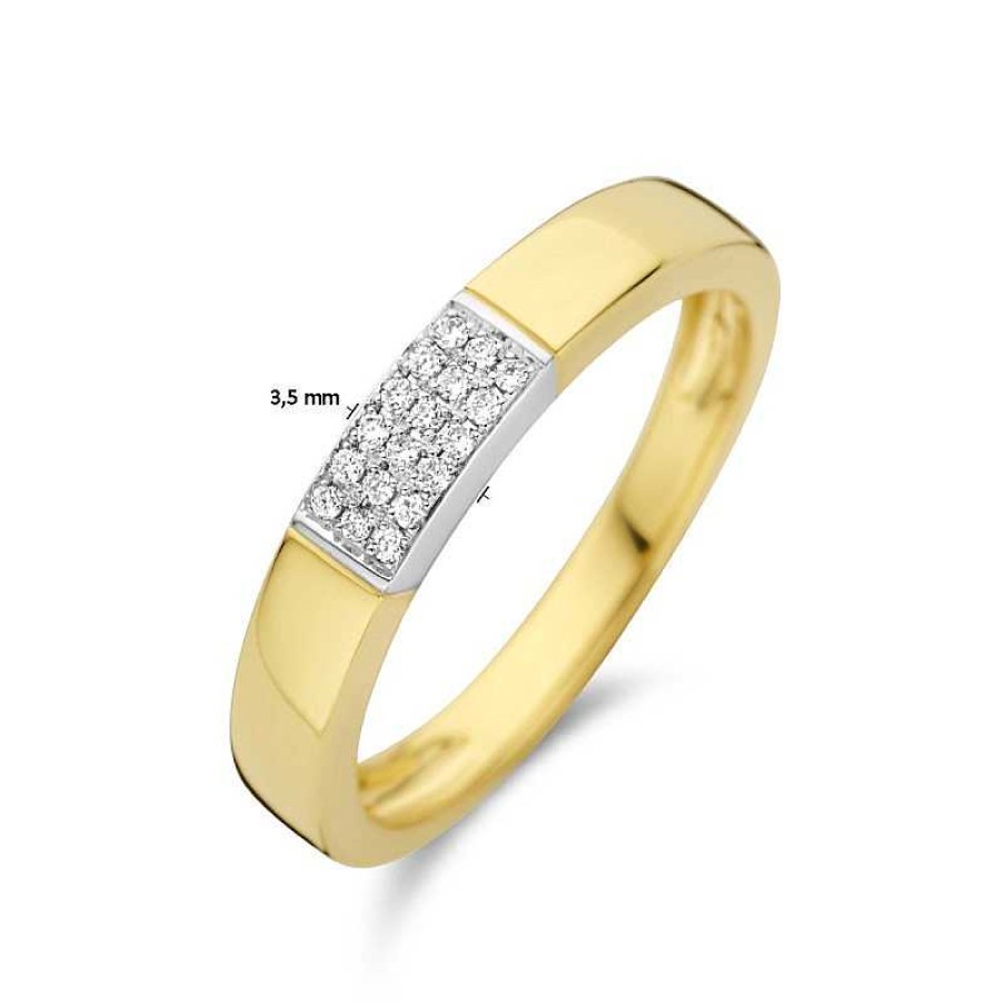 Ringen Mostert Huiscollectie | 14-Karaat Bicolor Ring Met Pav Gezette Diamanten 0.07 Crt