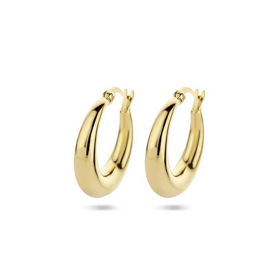 Oorbellen Mostert Huiscollectie | Gold Plated Oorringen 4.5 Mm - Diameter 22.5 Mm