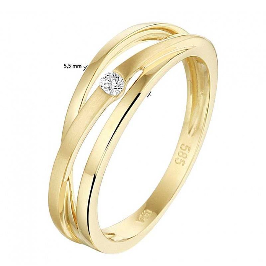 Ringen Mostert Huiscollectie | Gouden Ring 14 Krt Met 0.02Crt Diamant