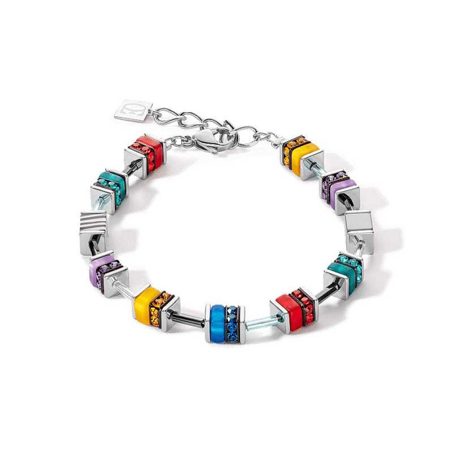 Armbanden Coeur de Lion | Zilverkleurige Coeur De Lion Sparkling Classic Pop Art Regenboog Armband 4509/30-1581