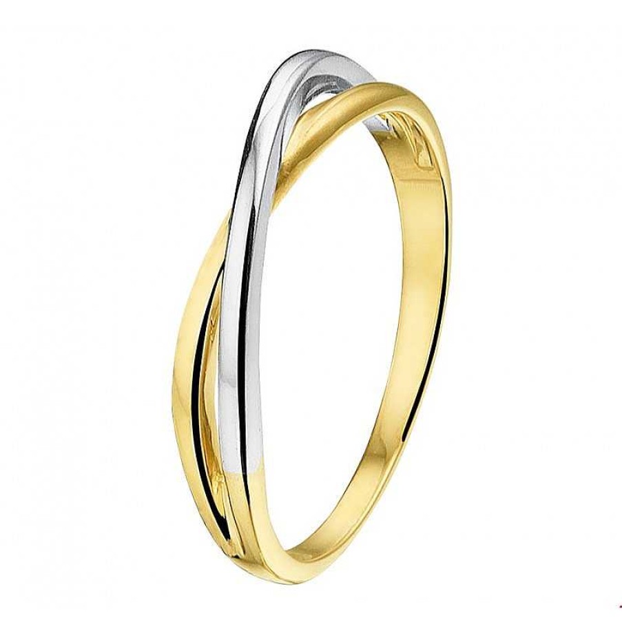 Ringen Mostert Huiscollectie | 14-Karaat Ring Bicolor Small Crossover 4 Mm