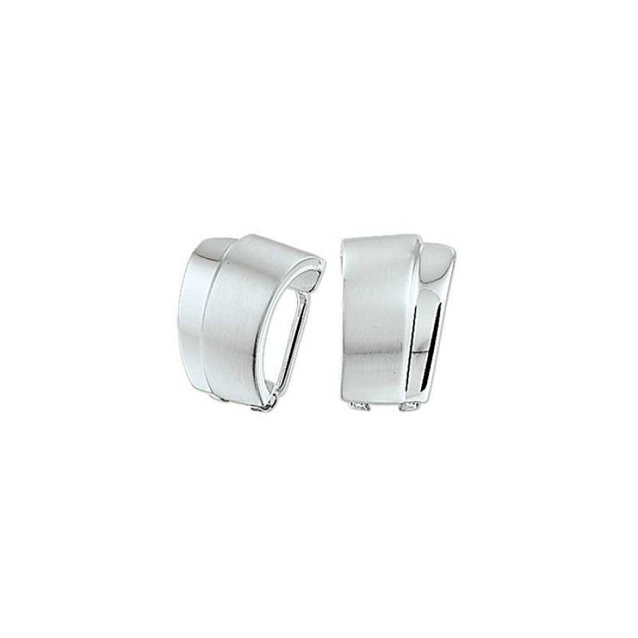 Oorbellen Mostert Huiscollectie | Brede Oorclips Mat/Glanzend Zilver - 16 X 11 Mm