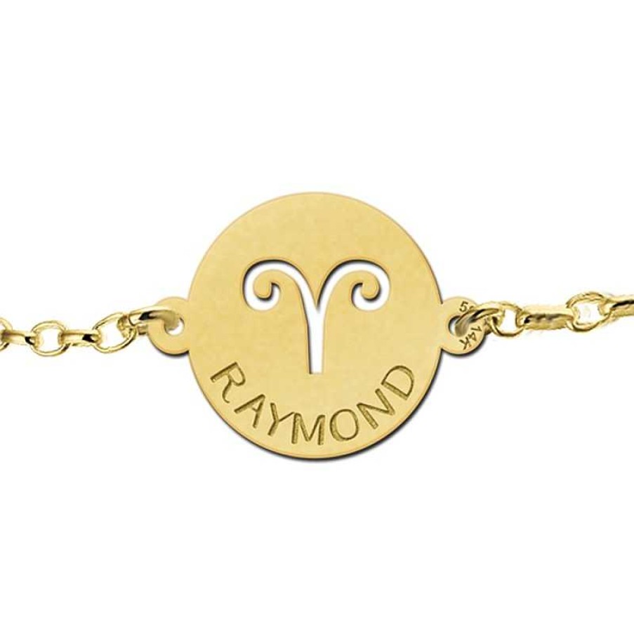 Armbanden Names4ever | Sterrenbeeld Armband Met Naam 14-Karaat Goud - Names4Ever