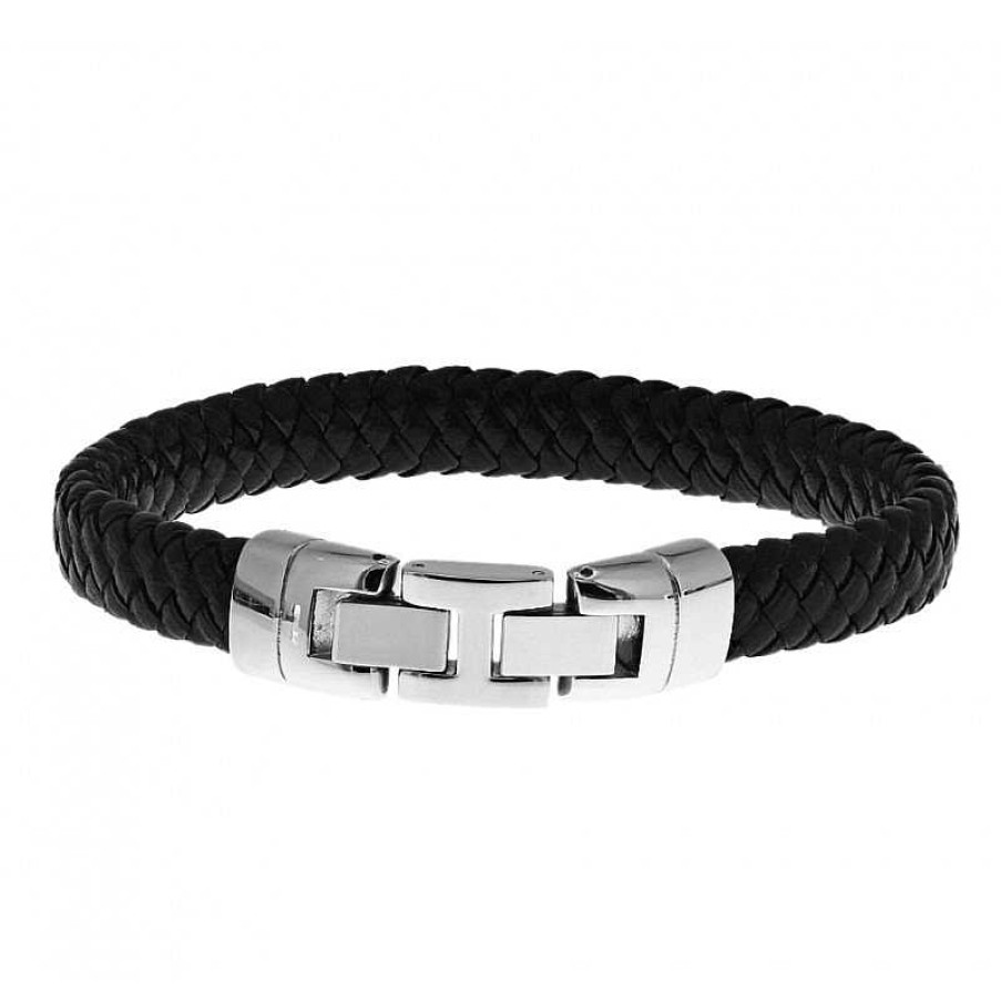 Armbanden Mostert Huiscollectie | Armband Heren Van Leer En Staal, Lengte 22,5 Cm