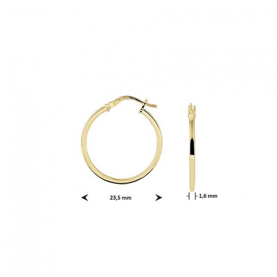 Oorbellen Mostert Huiscollectie | Zilgold Oorringen 1.6 Mm Breed - Diameter 23.5 Mm