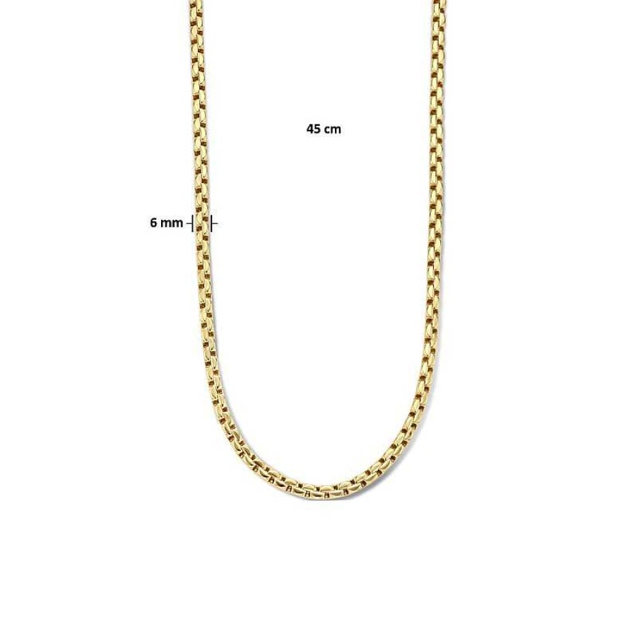 Kettingen Mostert Huiscollectie | 14-Karaat Gouden Schakelketting 6 Mm - Lengte 45 Cm