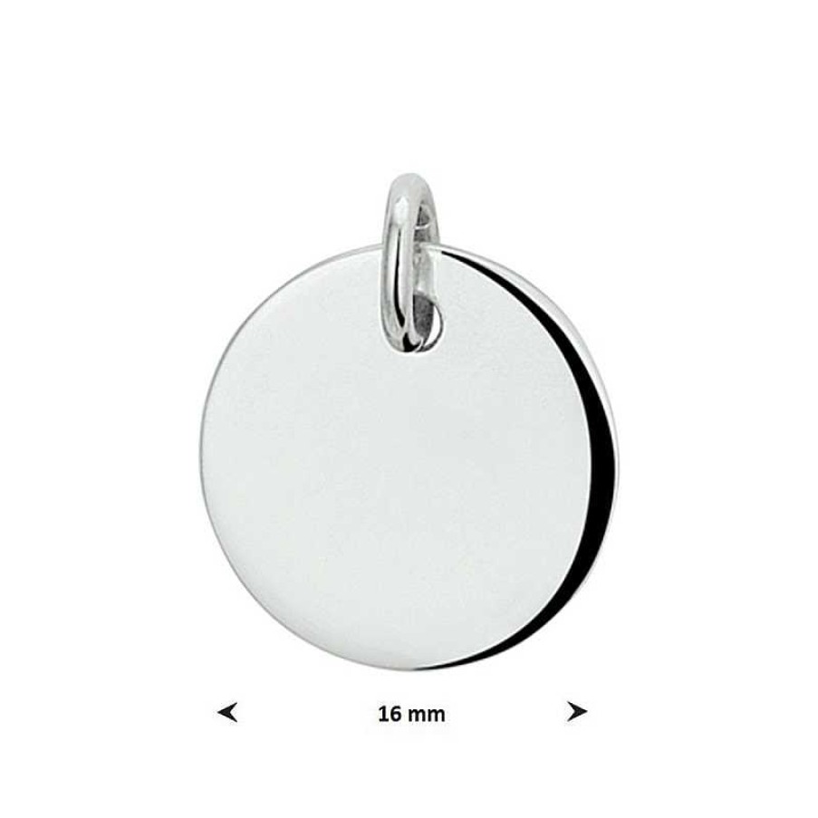 Hangers Mostert Huiscollectie | Graveerhanger Rond Zilver - Diameter 16 Mm