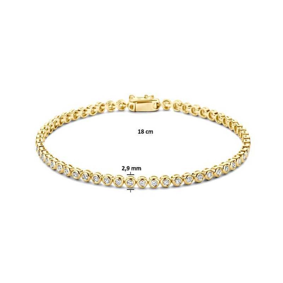 Armbanden Mostert Huiscollectie | 14-Karaat Gouden Tennisarmband Met Diamanten 2.9 Mm - Lengte 18 Cm