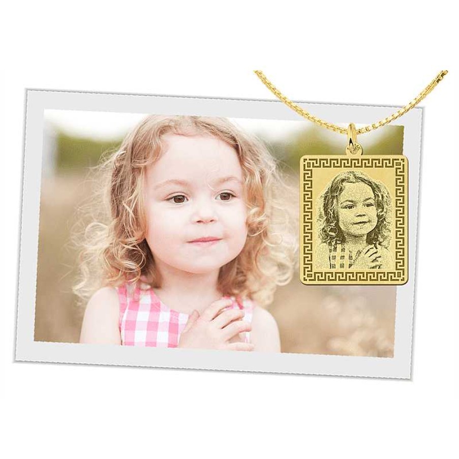 Hangers Names4ever | Gouden Foto Hanger Met Meanderrand Rechthoek - 27 X 23 Mm - Names4Ever