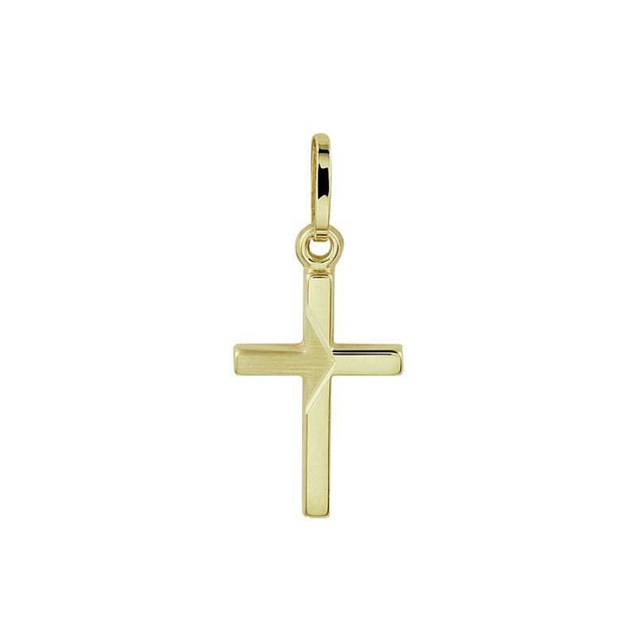 Hangers Mostert Huiscollectie | Gouden Gediamanteerde Kruis Hanger - 14.5 X 10 Mm