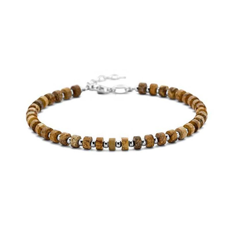 Armbanden Mostert Huiscollectie | Zilveren Heren Armband Met Bronziet 4 Mm - Lengte 20 + 3 Cm