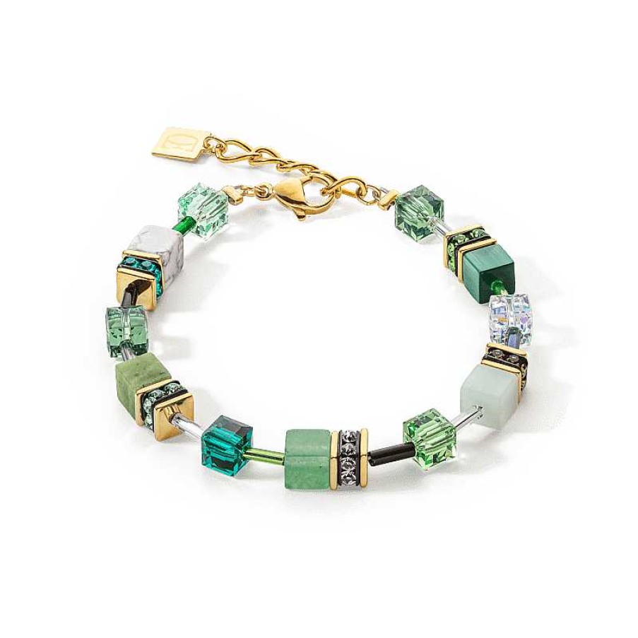 Armbanden Coeur de Lion | Groene Coeur De Lion Geocube Iconic Precious Armband 4905/30-0500 Met Aventurijn, Amazoniet En Howliet