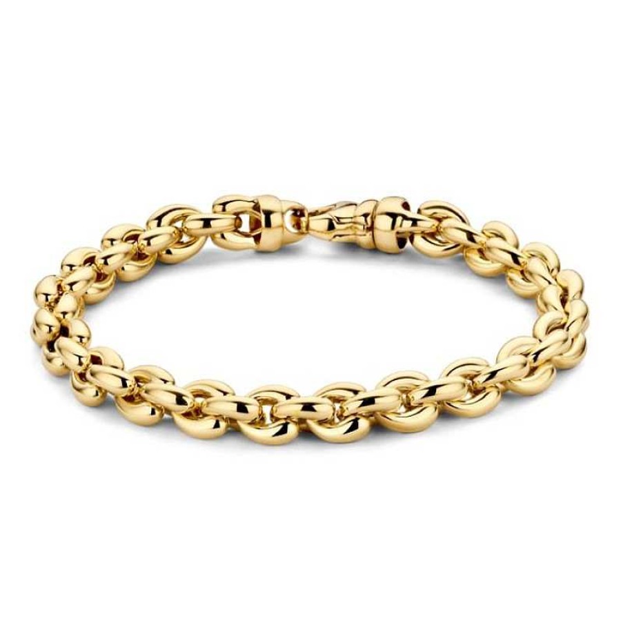 Armbanden Mostert Huiscollectie | Geelgouden Schakelarmband Ronde Schakel 8 Mm