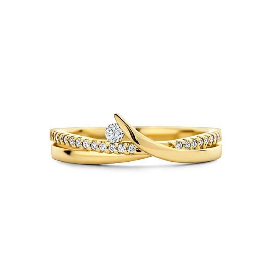 Ringen Mostert Huiscollectie | Gouden Ring Met Diamant Rij 0.13 Crt