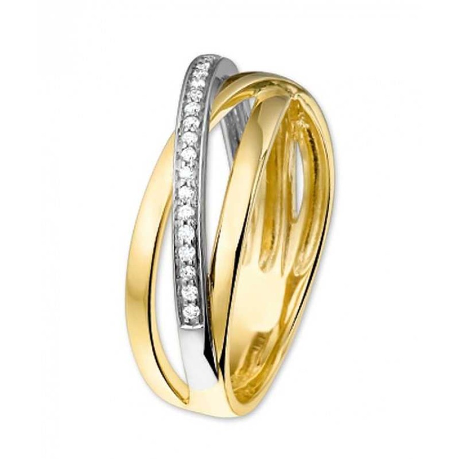 Ringen Mostert Huiscollectie | Elegante Diamanten Ring 0.1 Crt In Het Bicolor