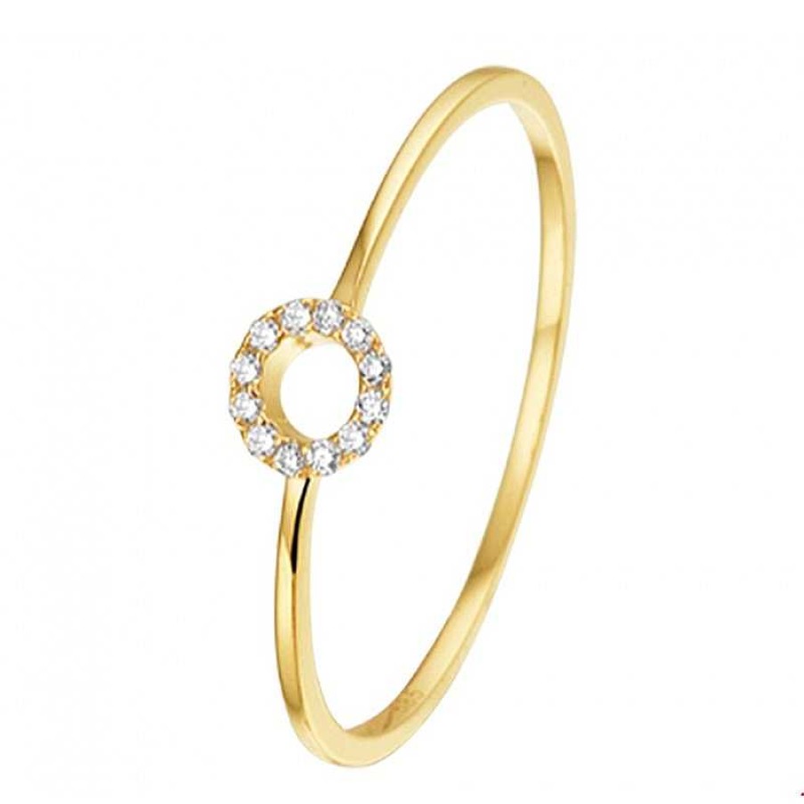 Ringen Mostert Huiscollectie | Mooie Ring Goud 14-Karaat Rond Met Diamanten