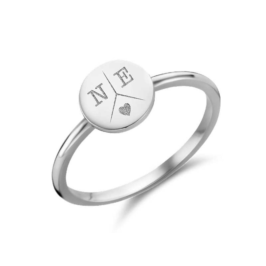 Ringen Names4ever | Zilveren Zegelring Met Drie Initialen