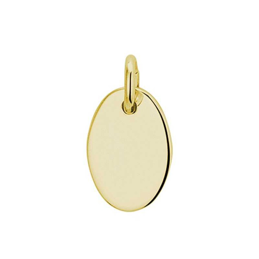 Hangers Mostert Huiscollectie | Gold Plated Ovale Graveerhanger - 14 X 10 Mm