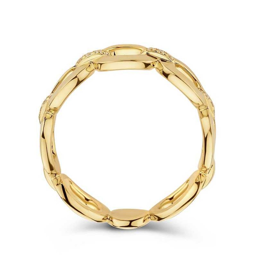 Ringen Mostert Huiscollectie | Gouden Ring Met Schakelmotief En Diamant