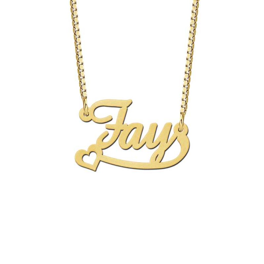 Kettingen Mostert Huiscollectie | Gouden Naamketting Voorbeeld Fay