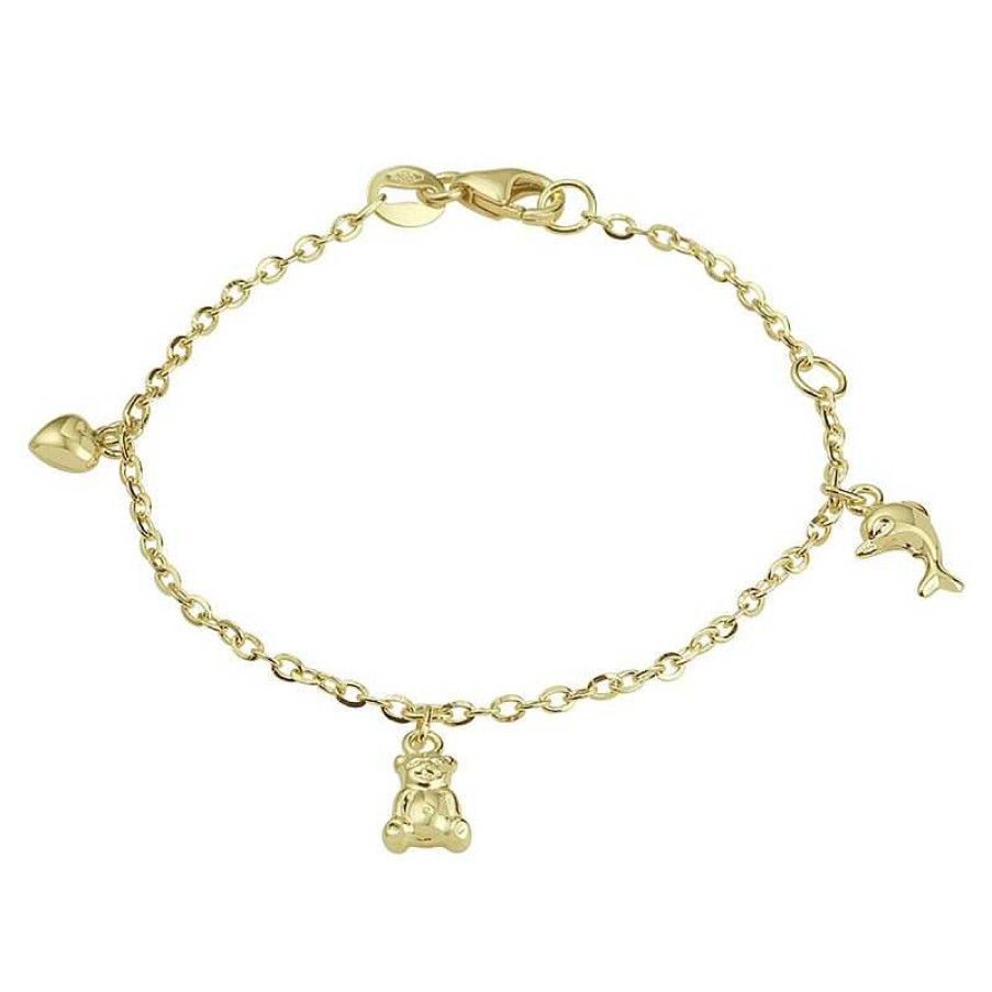 Armbanden Mostert Huiscollectie | 14-Karaat Gouden Kinderarmband Met Bedeltjes - Lengte 11 - 13 Cm