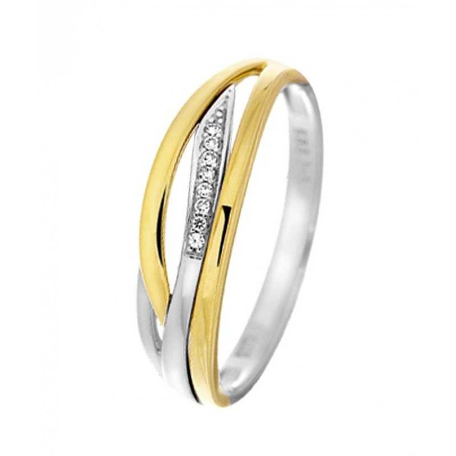 Ringen Mostert Huiscollectie | 14-Karaat Bicolor Ring 6.5 Mm Met Diamant