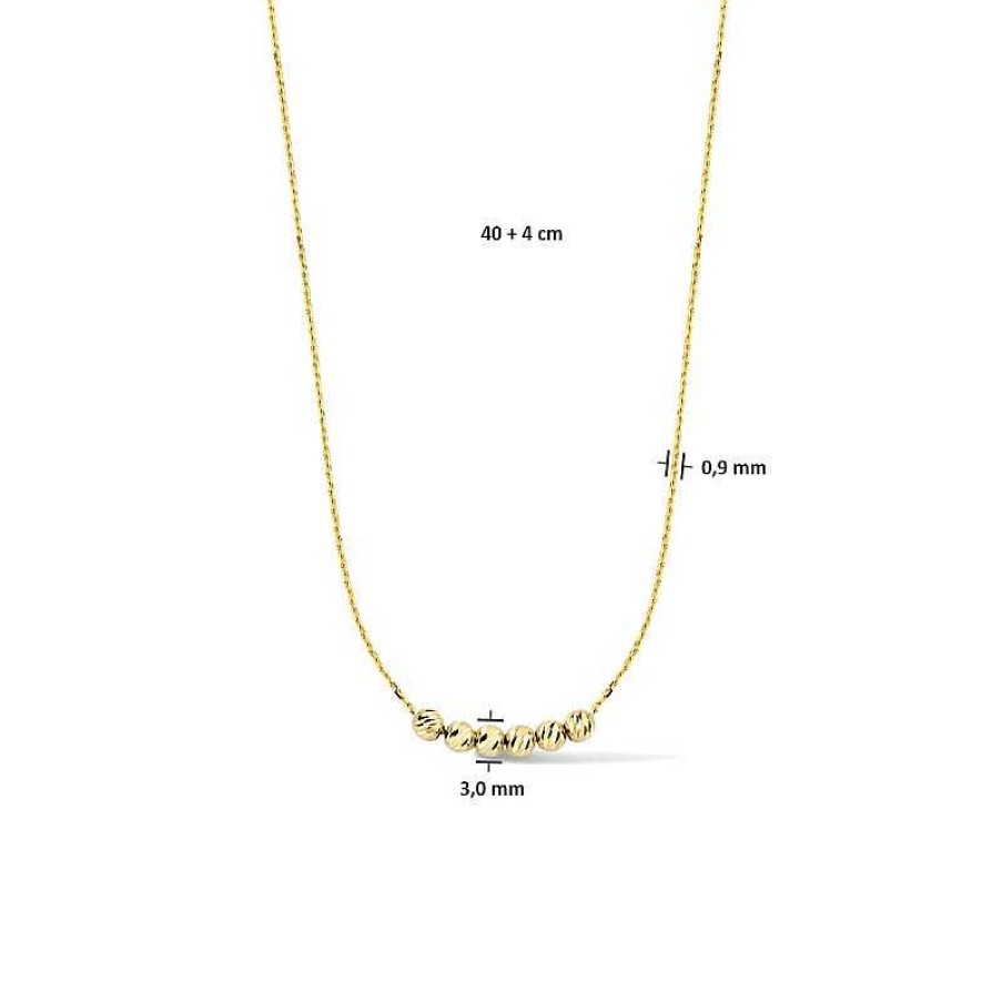 Kettingen Mostert Huiscollectie | Gouden Ketting Met Zes Bolletjes 40-44 Cm