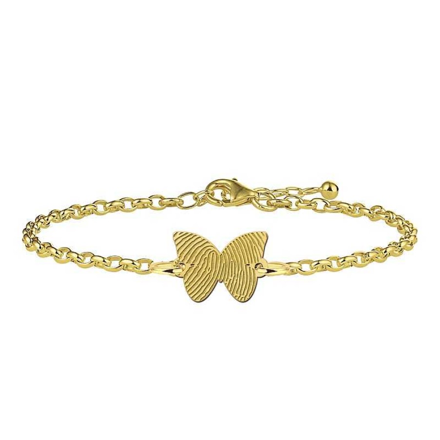 Armbanden Shapes & Lines | Gouden Vlinder Armband Met Vingerafdruk