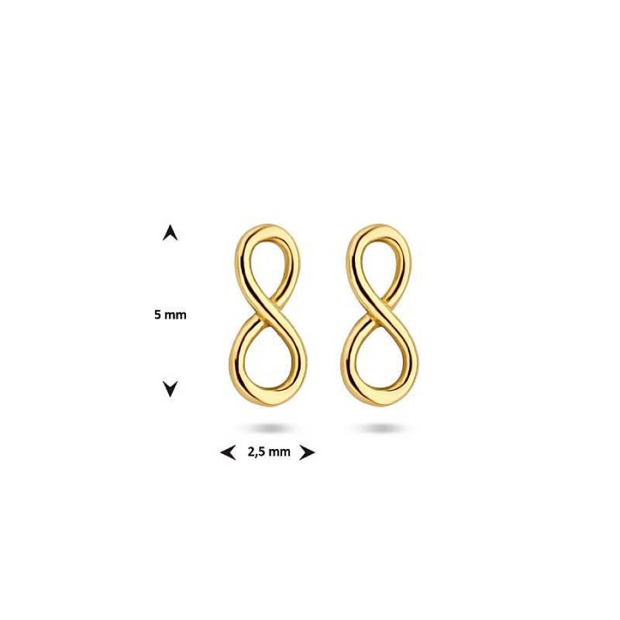 Oorbellen Mostert Huiscollectie | 14-Karaat Gouden Infinity Oorknoppen - 5 Mm X 2.5 Mm