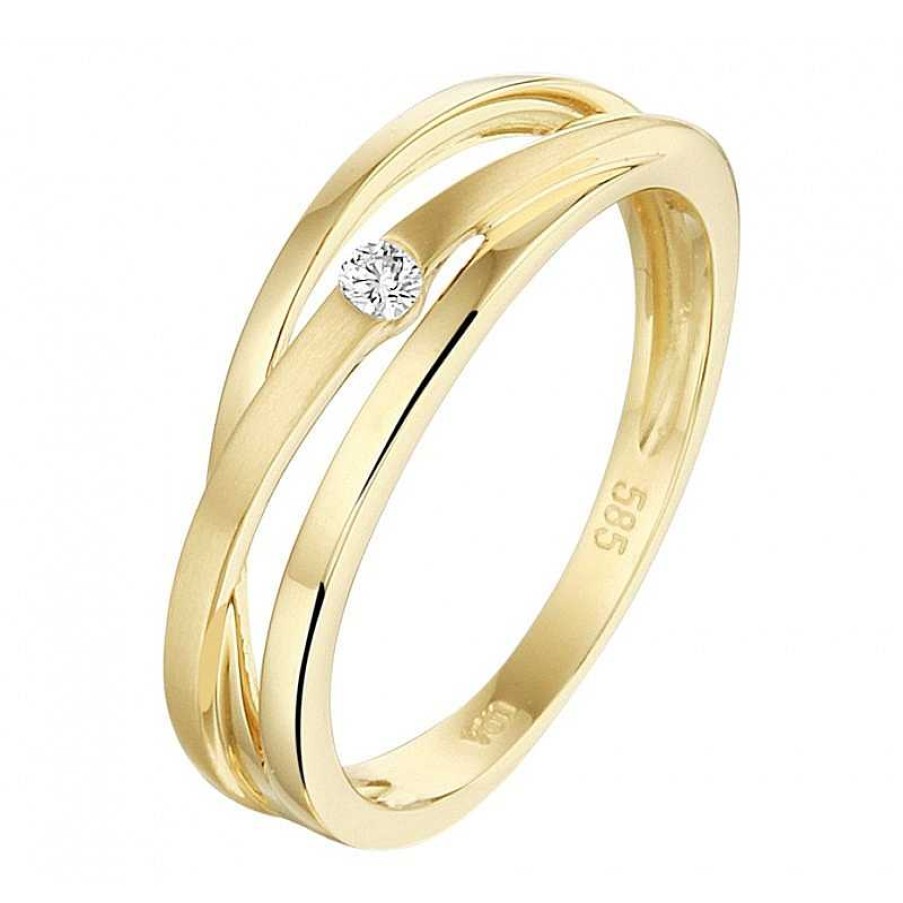 Ringen Mostert Huiscollectie | Gouden Ring 14 Krt Met 0.02Crt Diamant