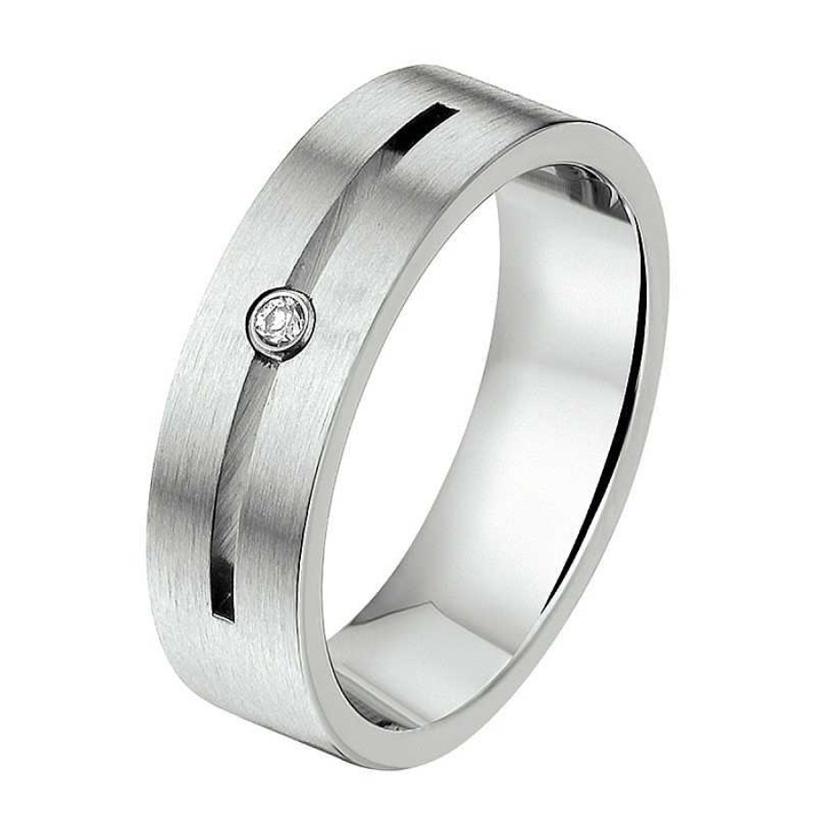 Ringen Mostert Huiscollectie | Stalen Vriendschapsring Met Zirkonia 6 Mm