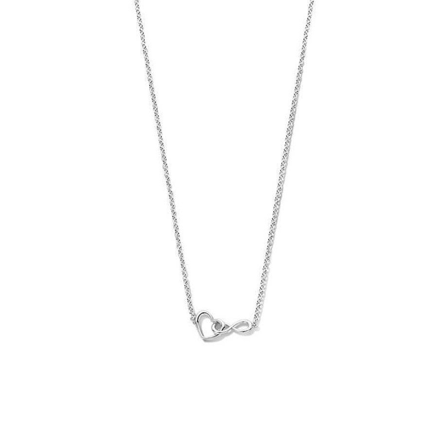 Kettingen Mostert Huiscollectie | Zilveren Ketting Met Open Hartje En Infinity - Lengte 42 + 3 Cm