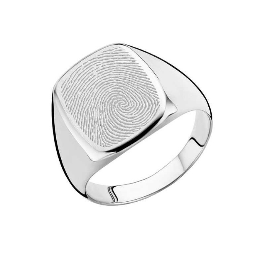 Ringen Names4ever | Names4Ever Ring Met Vingerafdruk En Initiaal Zilver