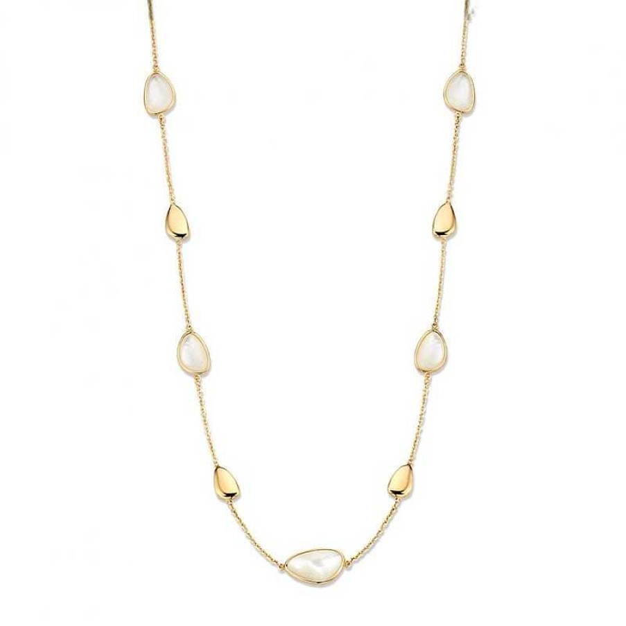 Kettingen Mostert Huiscollectie | Gouden Collier Met Parelmoer Druppels 45 Cm