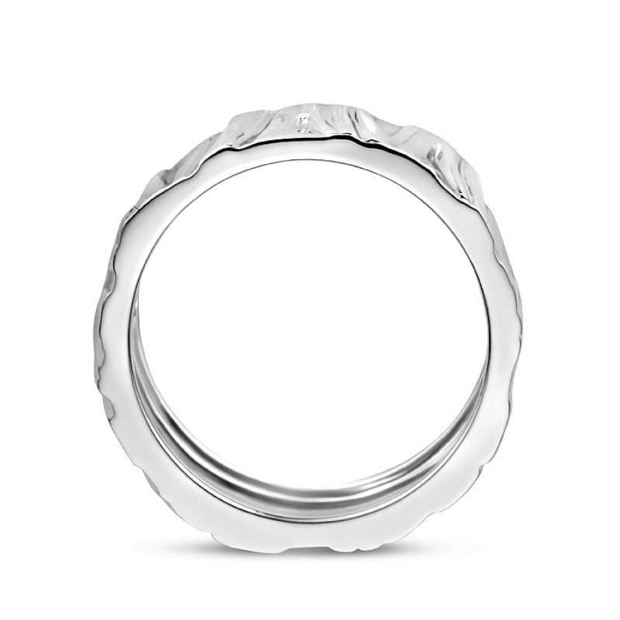 Ringen Mostert Huiscollectie | Gerhodineerde Zilveren Ring Met Bewerking 6 Mm