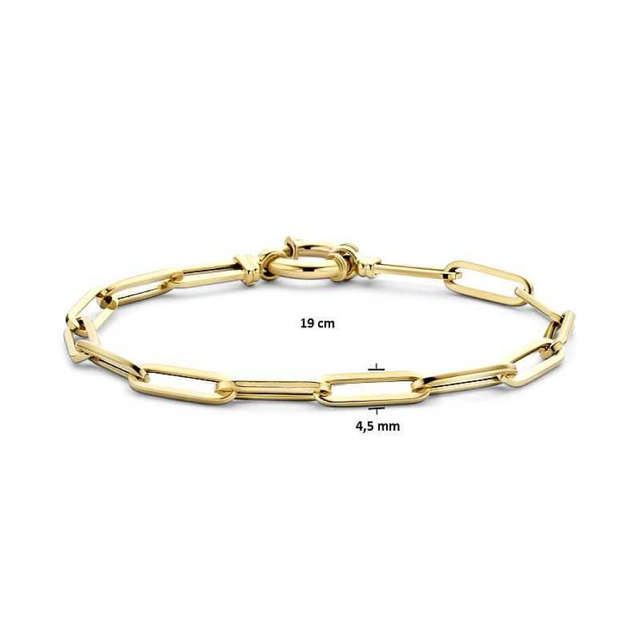 Armbanden Mostert Huiscollectie | 14-Karaat Gouden Paperclip Armband 4.5 Mm Vierkante Buis - Lengte 19 Cm