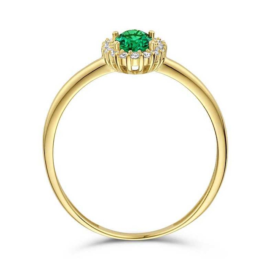 Ringen Mostert Huiscollectie | 14-Karaat Gouden Ring Met Ovale Zirkonia Groen