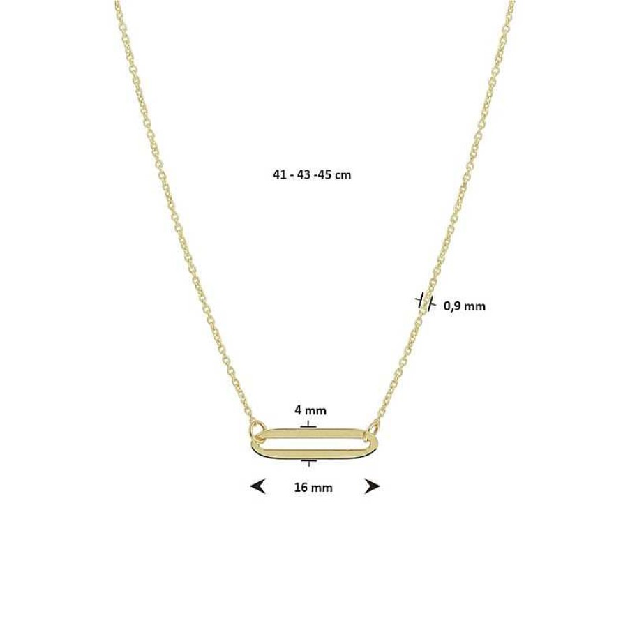 Kettingen Mostert Huiscollectie | Gouden Paperclip Collier 41-43-45 Cm