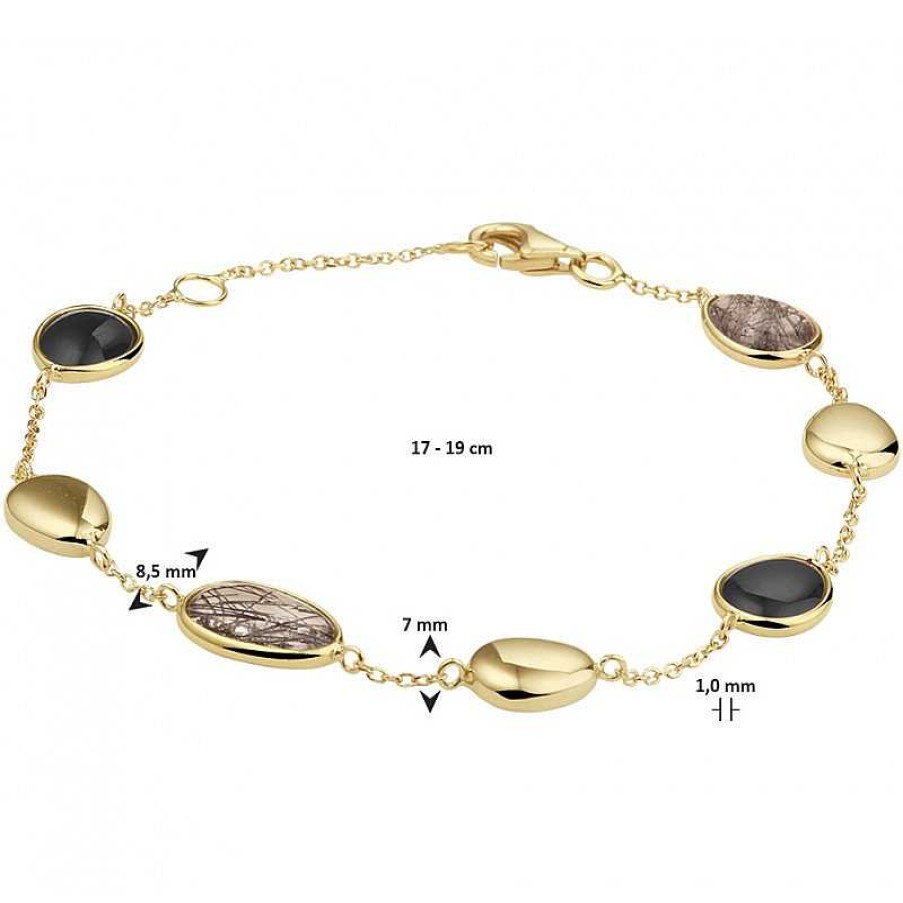 Armbanden Mostert Huiscollectie | Edelsteen Armband Zwart Rutiel En Onyx