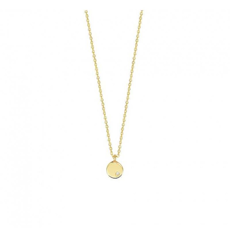 Kettingen Mostert Huiscollectie | 14 Krt Gouden Edelsteen Ketting Met Diamant