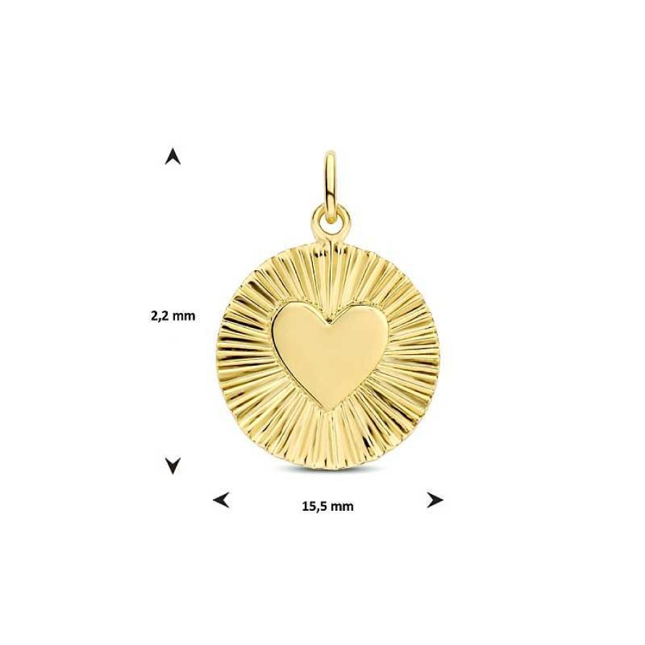 Hangers Mostert Huiscollectie | Bewerkte Gold Plated Hanger Met Hart - Diameter 15.5 Mm