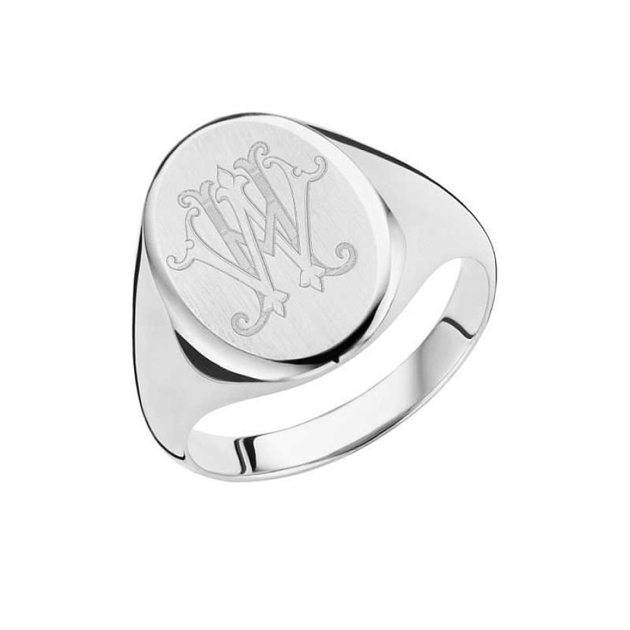 Ringen Names4ever | Names4Ever Monogram Zegelring Ovaal Zilver